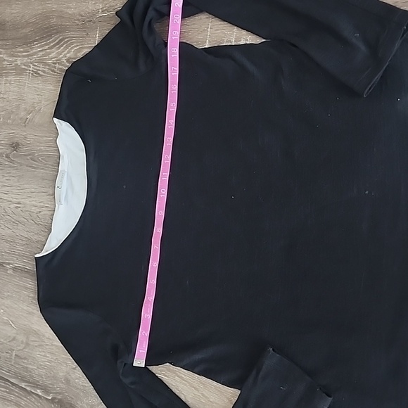 YC WHYCI Milano Wool Blend Layered Long Sleeve Scoop Neck Top Black White - Picture 4 of 10